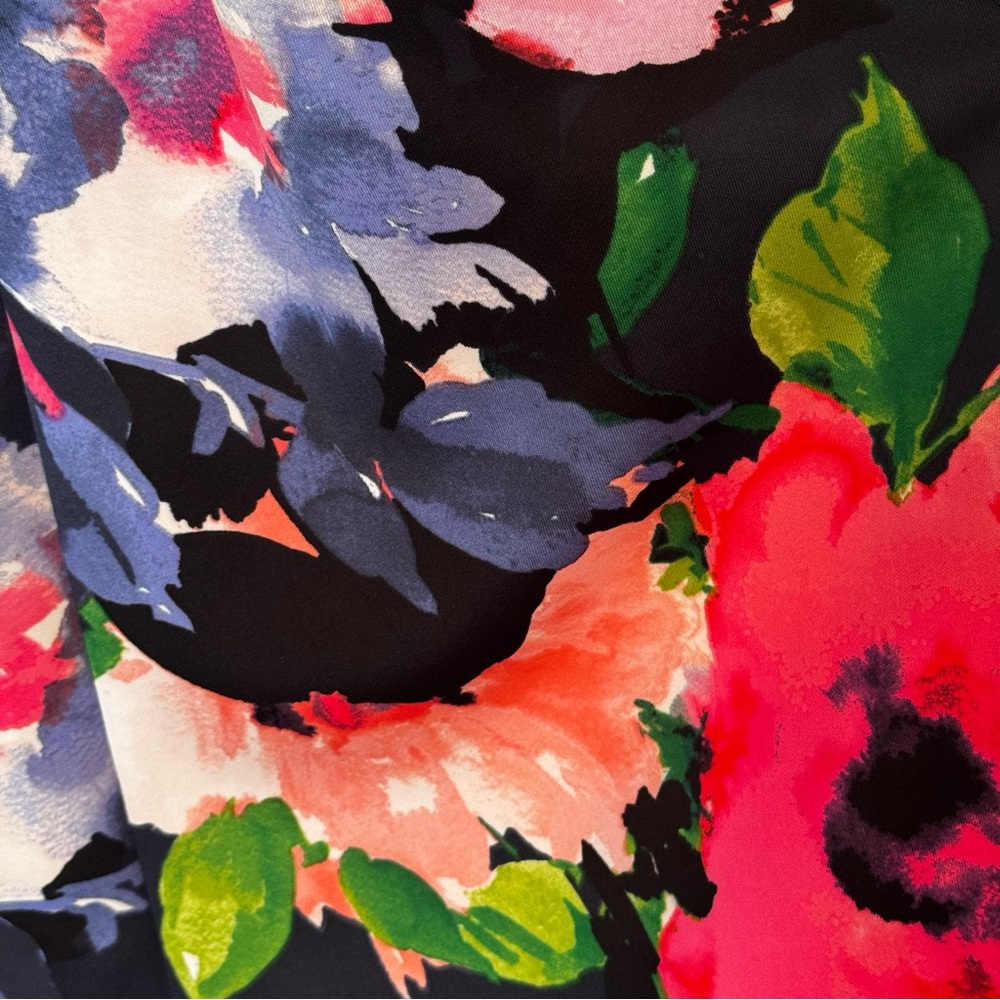 NWT Vince Camuto Pleated Sleeveless Floral Dress Blue & Pink Roses, Pockets, 4 - Picture 6 of 7